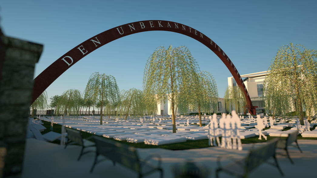 Den unbekannten Flüchtlingen Tote Flüchtlinge Trauerfeier Tote Flüchtlinge